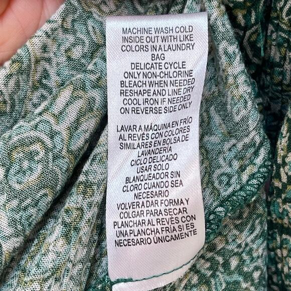 Democracy Midi Dress Women's Large Paisley Floral Puff Sleeve V-Neck Long Sleeve - Picture 6 of 9